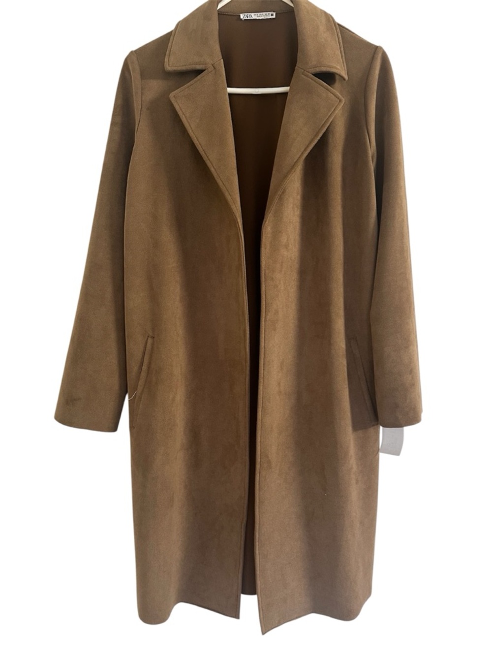 Zara Tan/Brown Faux-Suede Trench Coat
